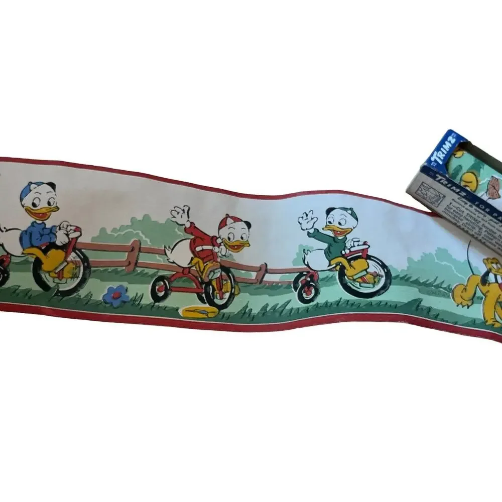 2 Vintage Walt Disney Border Trimz Wallpaper 12ft Each Mickey Mouse Pluto Donald